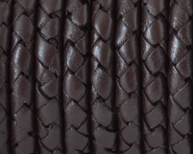 Cuero Trenzado Redondo 5mm. Marron Oscuro.