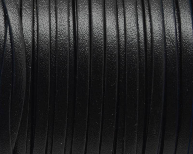 Cuero. Tira doblada. Plano 3mm. Negro. Calidad superior