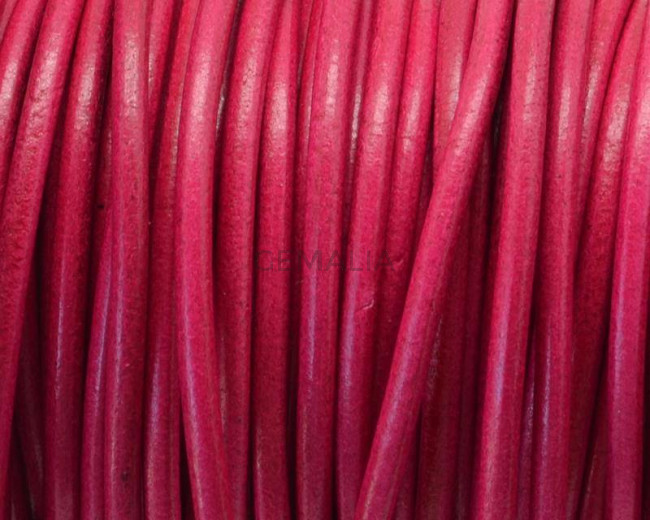 Cuero Redondo 3mm. Fucsia. Calidad Superior