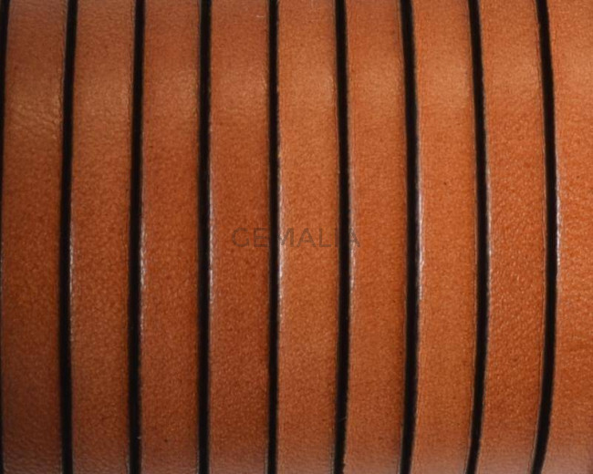 Cuero Plano 5x1,5mm. Marron claro 2-Cantos negros. Calidad superior