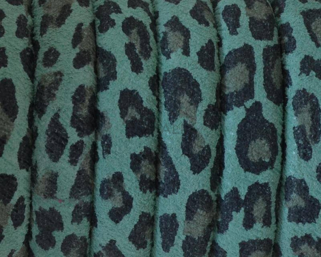 Piel de serraje REGALIZ. Oval 10x6mm . Leopardo verde. Calidad superior