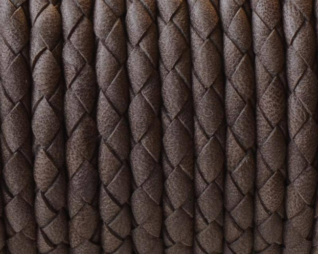 Cuero Trenzado Redondo 4mm. Marron Oscuro Mate. Calidad Superior