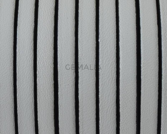 Cordon de Cuero Plano 5x1,5mm. Blanco-cantos negros. Calidad superior. Precio Especial