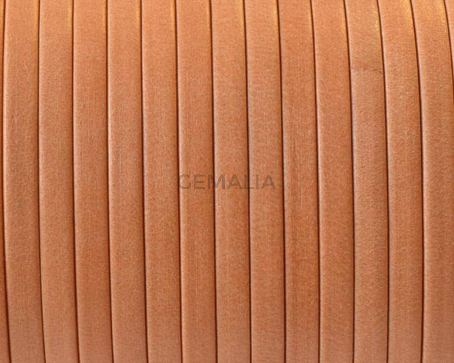 Cuero. Tira doblada. Plano 3x1mm. Denver. Naranja. Calidad superior