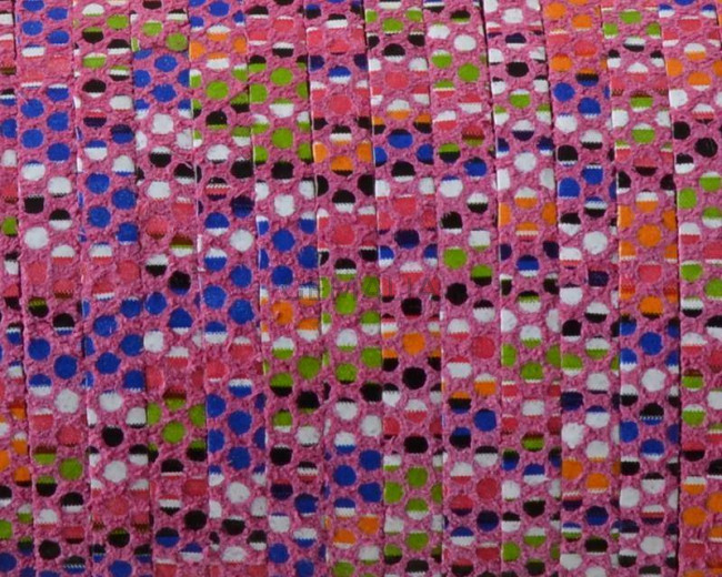 Tira de piel plana. 3x1,5mm. Rosa multicolor. Calidad superior
