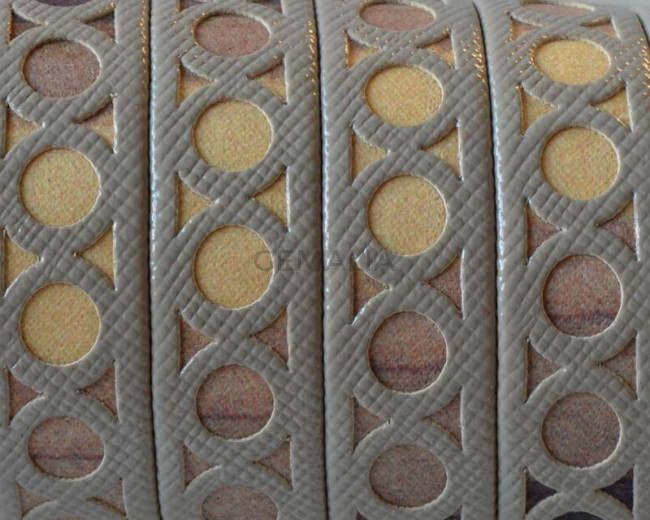 Tira fantasia sintetica. Plano 12x1,5mm. Beige-multicolor. Calidad Superior