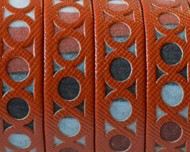 Tira fantasia sintetica.Plano12x1,5mm.Naranja-multicolor. Calidad Superior