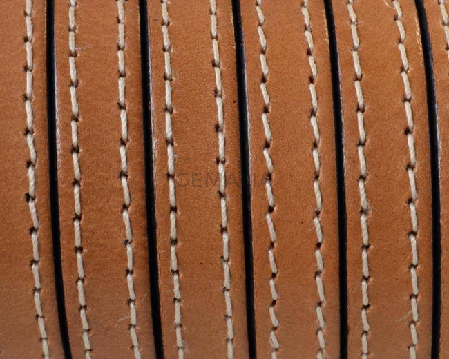 Cuero Plano cosido. 10x2mm. Marron claro. Calidad superior.