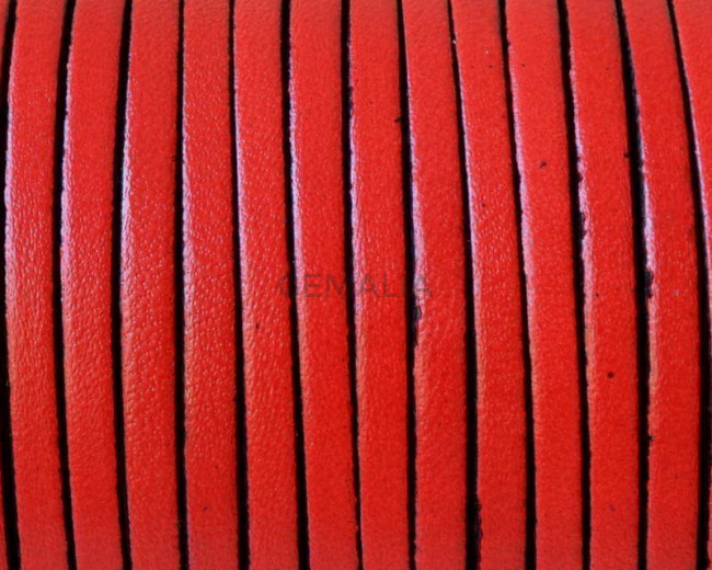 Cuero Plano 3x1,5mm. Rojo-cantos negros. Calidad superior.