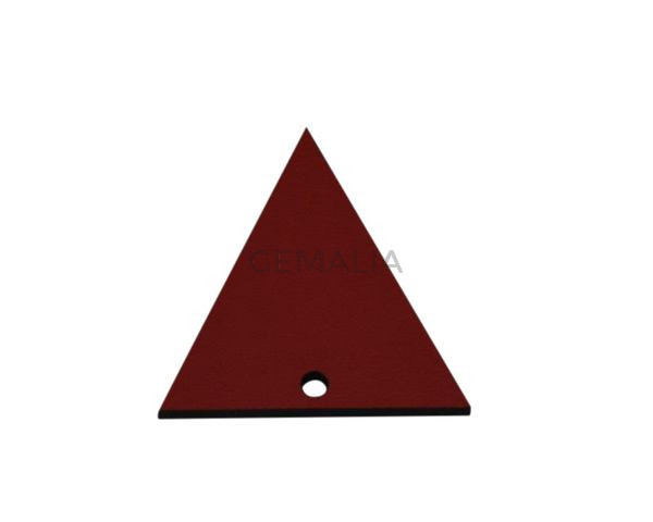 Colgante triangulo de Cuero 35x34mm. Rojo. Int.2mm. Calidad Sup.