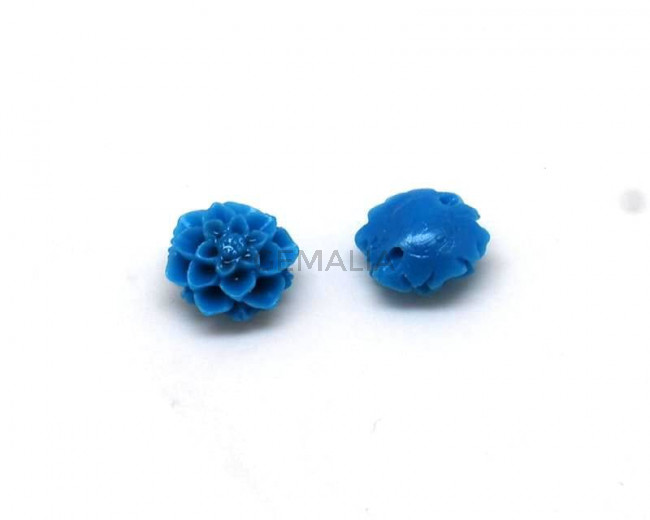 Coral sintetico. Flor.10mm.Azul turquesa.