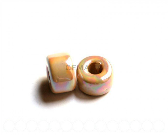 Ceramica. Rondel 12mm. marron claro. Int.6,2mm aprox.