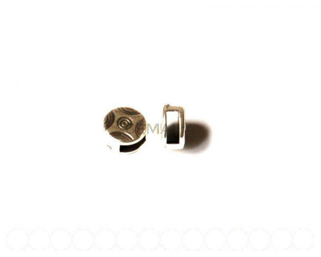Entrepieza Moneda Zamak. Tallada. 9mm. Plateado. Int.6x2mm