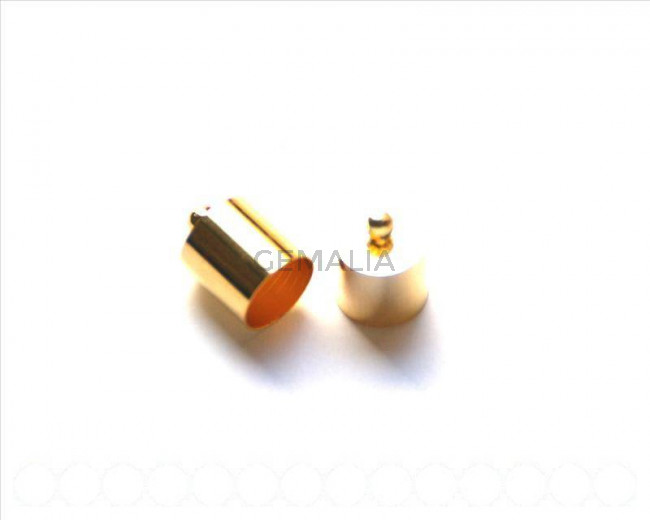 Cuentas metalicas. Terminal 13x10mm. Dorado. Int.9,5mm aprox.