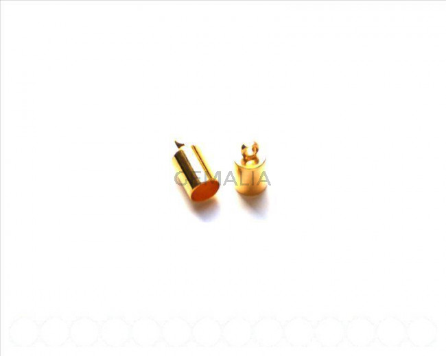 Cuentas metalicas. Terminal 5x9mm. Dorado. Int.4,3mm aprox.