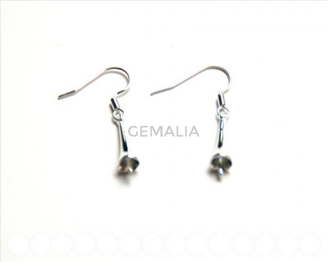 Cuentas Metalicas. Accesorio Pendiente 30mm/18x5,5mm. Plateado