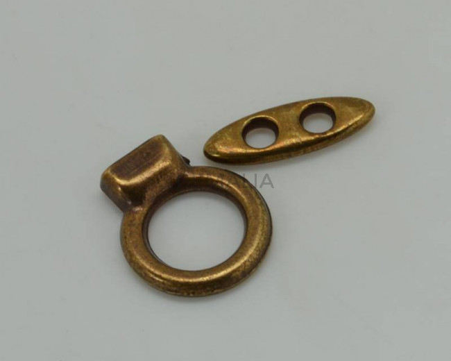 Cierre Zamak palo. 10x2,5mm. Oro viejo. Int.12x3mm/4mm