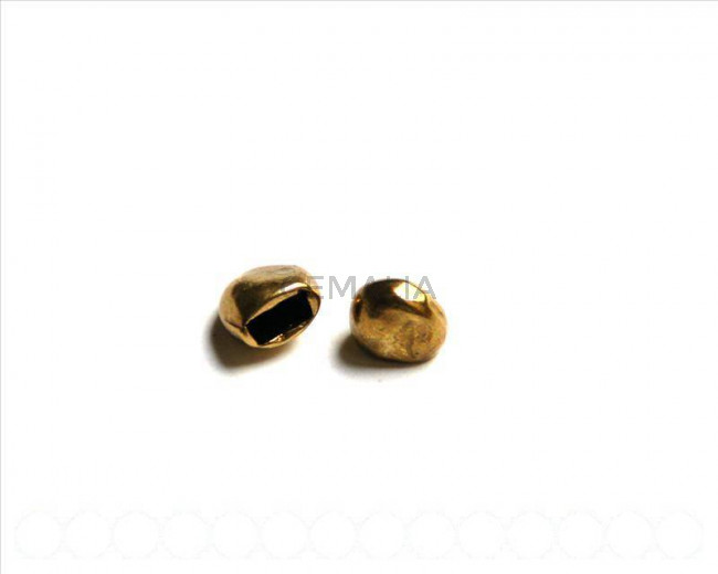 Zamak. Terminal plana 10mm. Oro viejo. Int.6x3mm