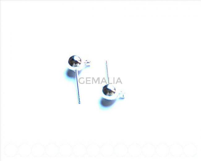 Cuentas Metalicas. Accesorio Pendiente Bola 6mm. Plateado