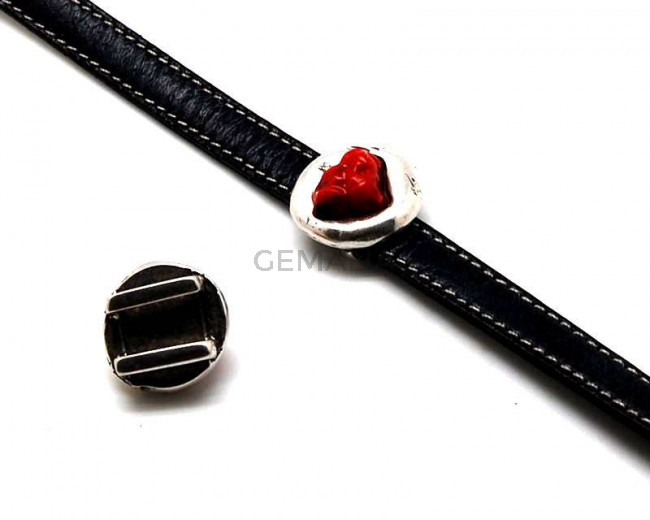 Entrepieza Moneda Zamak. Irregular.21,5x20mm.Rojo.Int.13x2,5mm