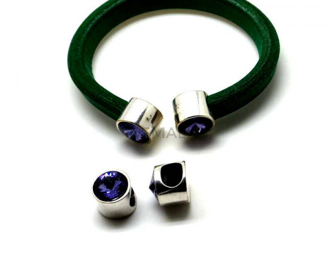 Terminal Zamak/SWAROVSKI regaliz. Moneda. Moneda.Plateado-violeta
