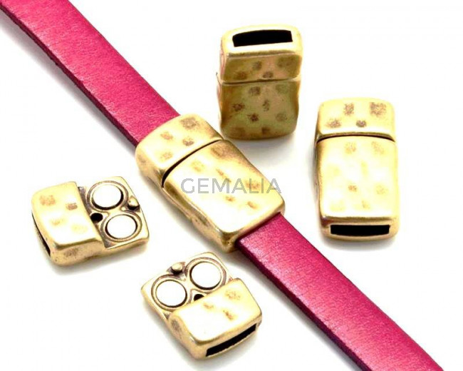 Cierre magnetico de Zamak plano. 27x15mm. Oro viejo. Int.10x2,5mm. Precio Especial