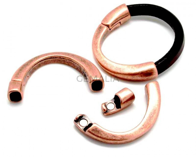 Media pulsera magnética Zamak. 62x34mm. Cobre viejo. Int.10x7mm