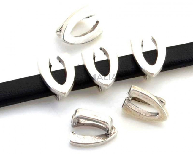 Letra Zamak "V". 9,5mm. Plateado. Int.6x2,5mm