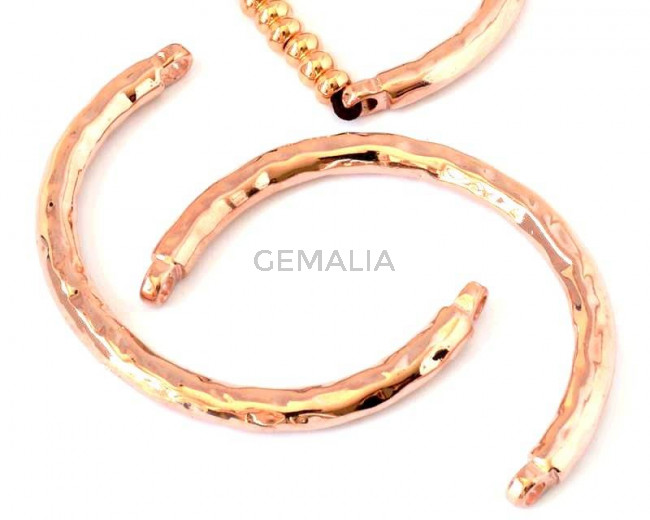 Media pulsera Zamak. Dos argollas. 65mm. Oro rosa. Int.3,5mm