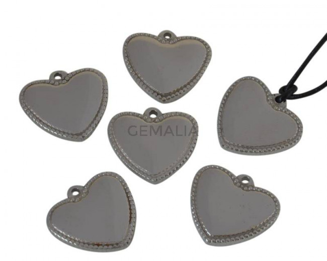 Acero inoxidable 304. Colgante. Corazon. 21x19x3mm.Plateado. Int.1,6mm