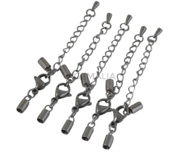 Acero inox.304.Terminal-mosqueton.42mm/13x9x4mm/3,5x6x0,5mm.Int.3mm