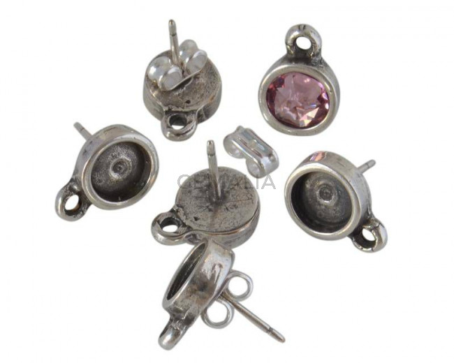 Zamak. Acces.pend. c/anilla.Para SWAROVSKI Int.7,27mm.Plateado.Int.1,8mm