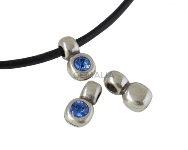 Colgante de SWAROVSKI y Zamak 13x7mm. Plateado-Sapphire. Int.3mm