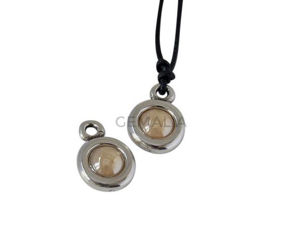Colgante de SWAROVSKI y Zamak. Moneda 17x11mm. Plateado-Crystal Golden Shadow. Int.2mm