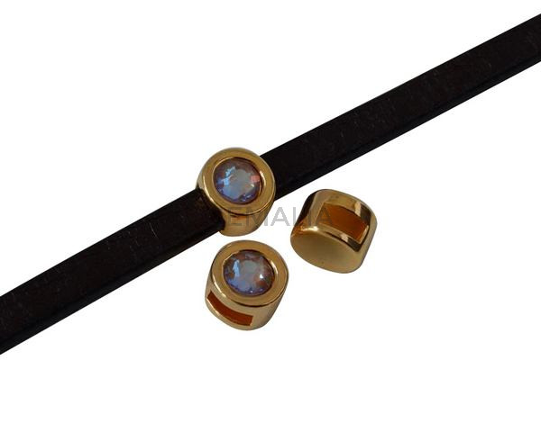 Entrepieza de SWAROVSKI y Zamak. Moneda 8mm. Dorado-Cappuccino Delite. Int.5x2mm