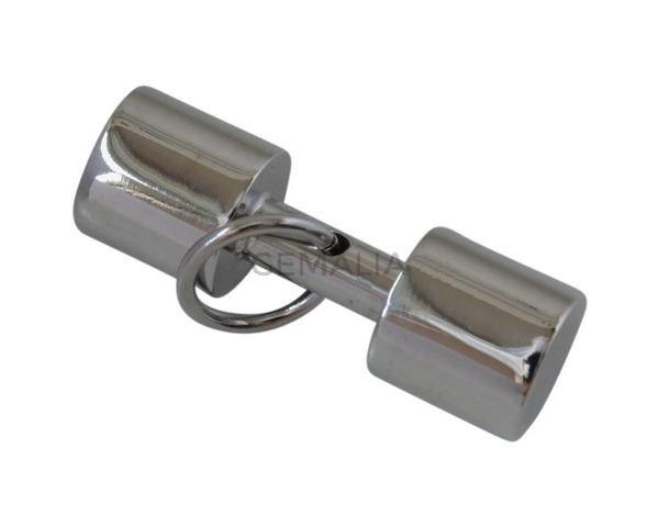 Colgante pesa de Acero inoxidable 304. 30x10mm. Plateado. Int.8mm
