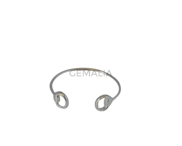 Pulsera adaptable de latón 68mm. Plateado.