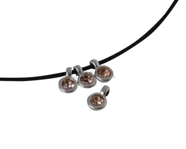Colgante moneda Swarovski y Zamak 5mm. Plateado-Light Peach. Int.1mm