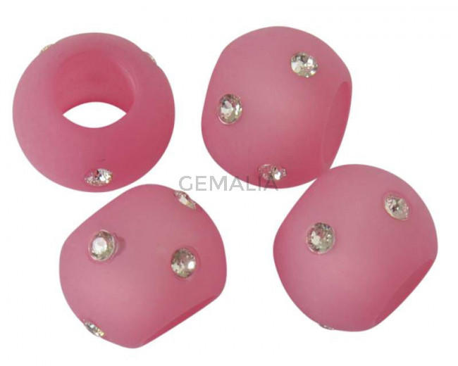 Resina/SWAROVSKI.Rondel.12x9mm.Fuchsia opaco-cristal Int.6mm. Calidad Superior