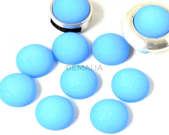 Resina POLARIS. Cabujon. 12mm. Azul claro mate. Calidad Superior