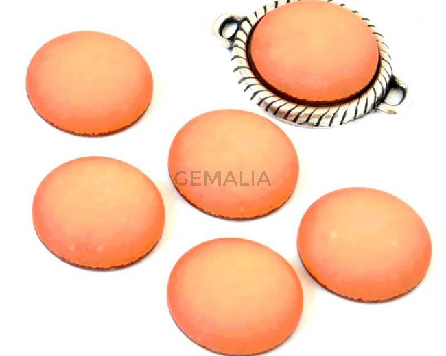 Resina POLARIS. Cabujon. 20mm. Naranja mate brillantina. Calidad Superior
