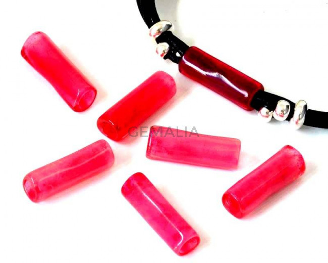 Resina. Tubo. 25x9mm. Rosa translucido. Int.5mm. Calidad superior