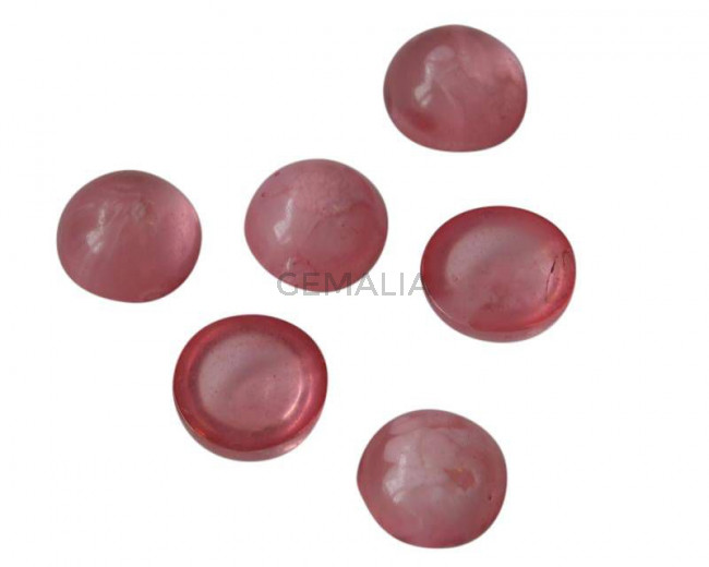 Resina. Cabujon. Moneda. 7,2mm. Rosa claro translucido. Calidad Superior