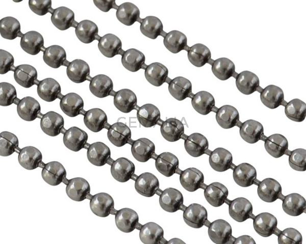 Cadena de bolas de laton 1x1mm. Plateado. Calidad Superior