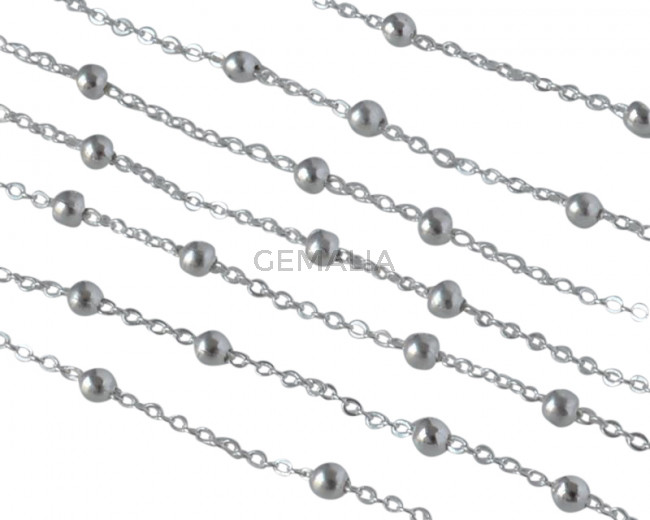 Cadena de bolas de laton 2mm. Plateado brillo
