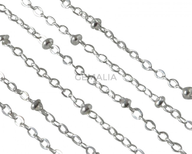 Cadena de laton rondel 2mm. Plata brillo