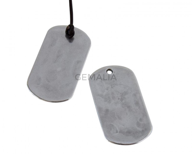 Colgante de Zamak chapa rectangular. 53x29mm. Plateado. Int.3,5mm