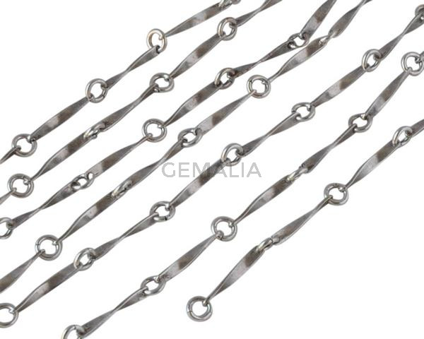Laton. Cadena palos 12x2,5mm. Plateado