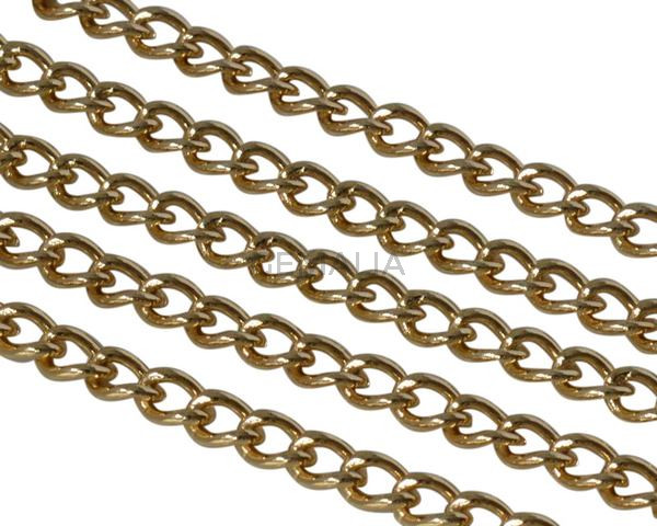 Laton. Cadena plana eslabon 4x6mm. Dorado.