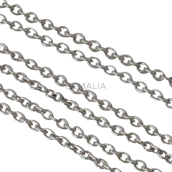Cadena de laton oval 3,5x2mm. Plateado.